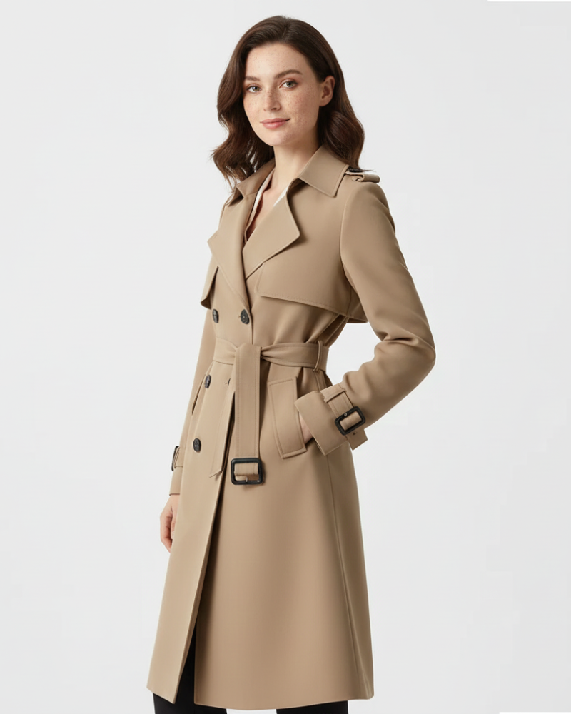 Charlie Trench Coat para Mujer – Abrigo Elegante Doble Botonadura Chic
