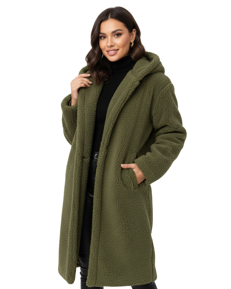 Nelia Abrigo Teddy para Mujer – Abrigo Oversize Suave Elegante Invierno Chic