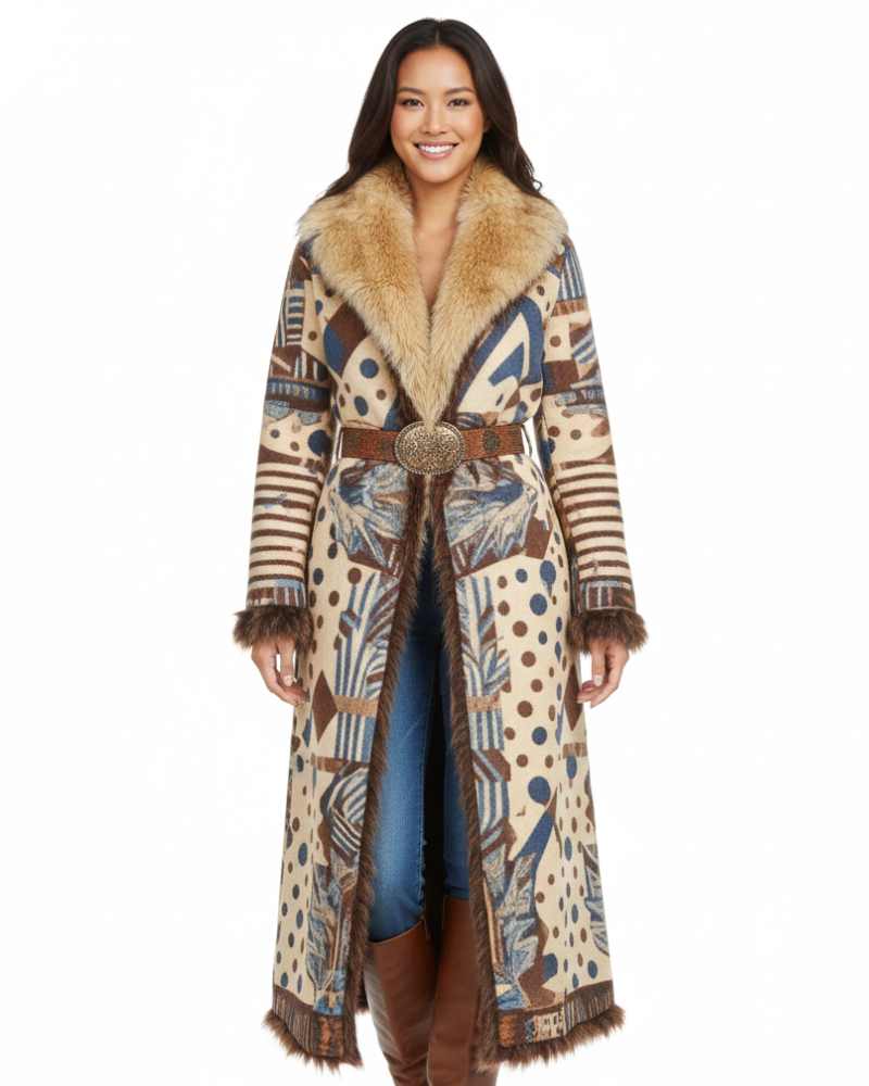 Isabella Abrigo Boho Largo para Mujer – Manteau Étnico Chic Invierno