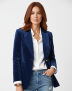Victoria Blazer de Terciopelo para Mujer – Chaqueta Verde Elegante con Botones Dorados