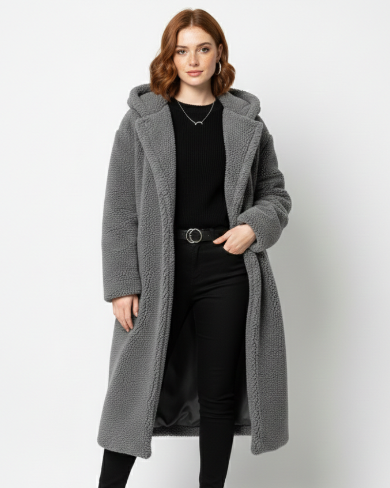 Nelia Abrigo Teddy para Mujer – Abrigo Oversize Suave Elegante Invierno Chic