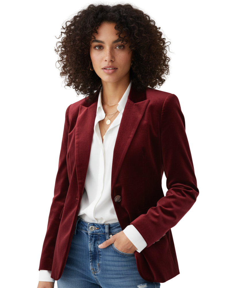 Victoria Blazer de Terciopelo para Mujer – Chaqueta Verde Elegante con Botones Dorados