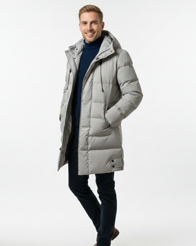 Arlo Abrigo Puffer Largo para Hombre – Chaqueta de Invierno Cálida y Moderna