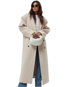 Claudia Abrigo Oversize para Mujer – Abrigo Largo Elegante Doble Botón