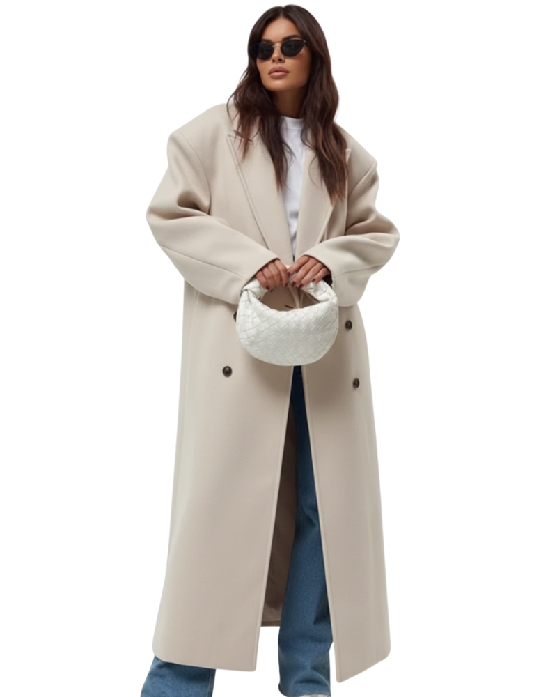 Claudia Abrigo Oversize para Mujer – Abrigo Largo Elegante Doble Botón