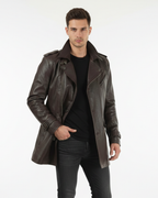 Zayko Abrigo Largo de Cuero para Hombre – Gabardina Elegante Invierno Chic