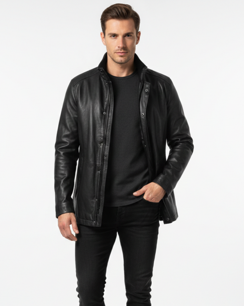Zayko Abrigo Largo de Cuero para Hombre – Gabardina Elegante Invierno Chic