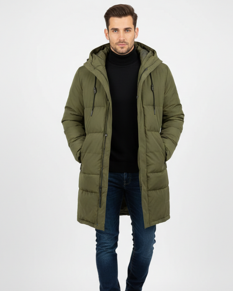 Arlo Abrigo Puffer Largo para Hombre – Chaqueta de Invierno Cálida y Moderna
