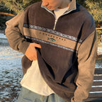 John Jersey Retro con Cremallera para Hombre – Suéter Elegante Casual Invierno
