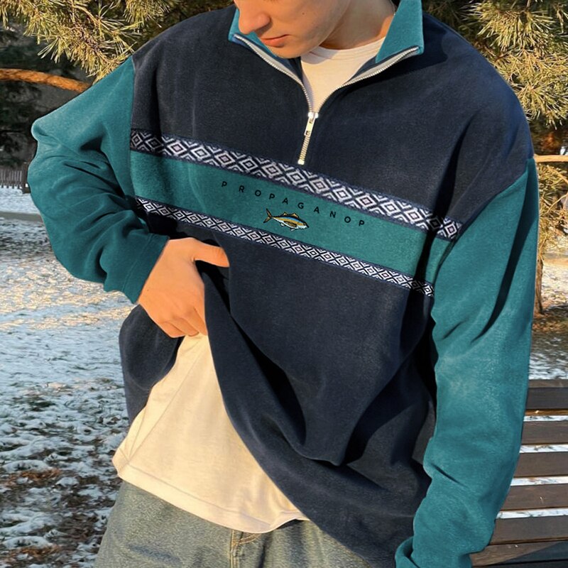 John Jersey Retro con Cremallera para Hombre – Suéter Elegante Casual Invierno
