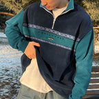 John Jersey Retro con Cremallera para Hombre – Suéter Elegante Casual Invierno