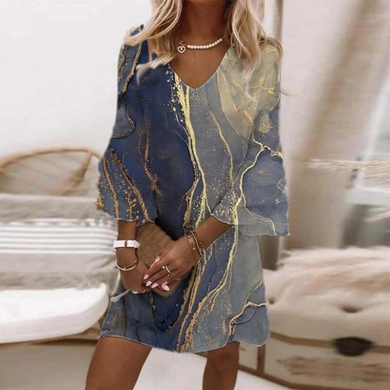 Anaïs Vestido Estampado para Mujer – Vestido Elegante Casual Chic Moderno