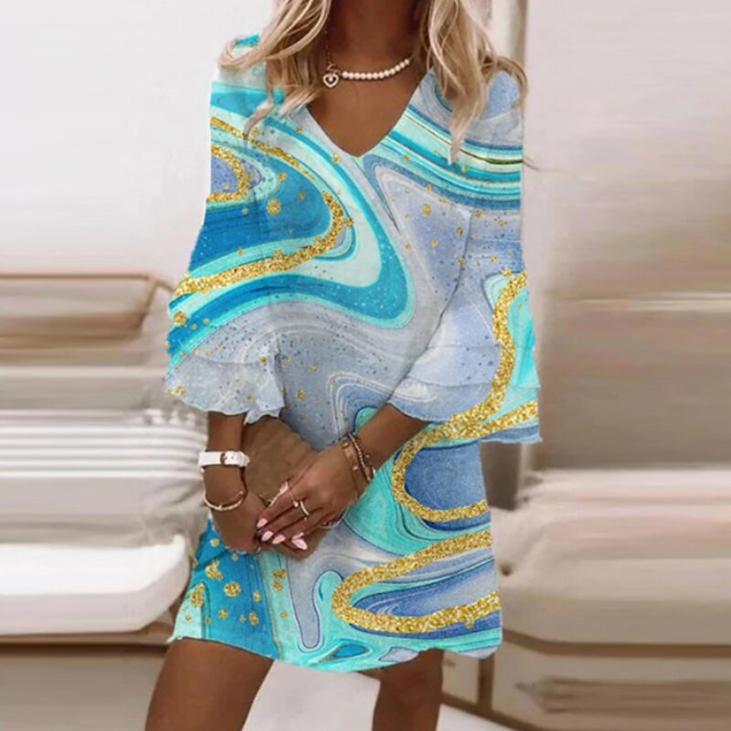 Anaïs Vestido Estampado para Mujer – Vestido Elegante Casual Chic Moderno