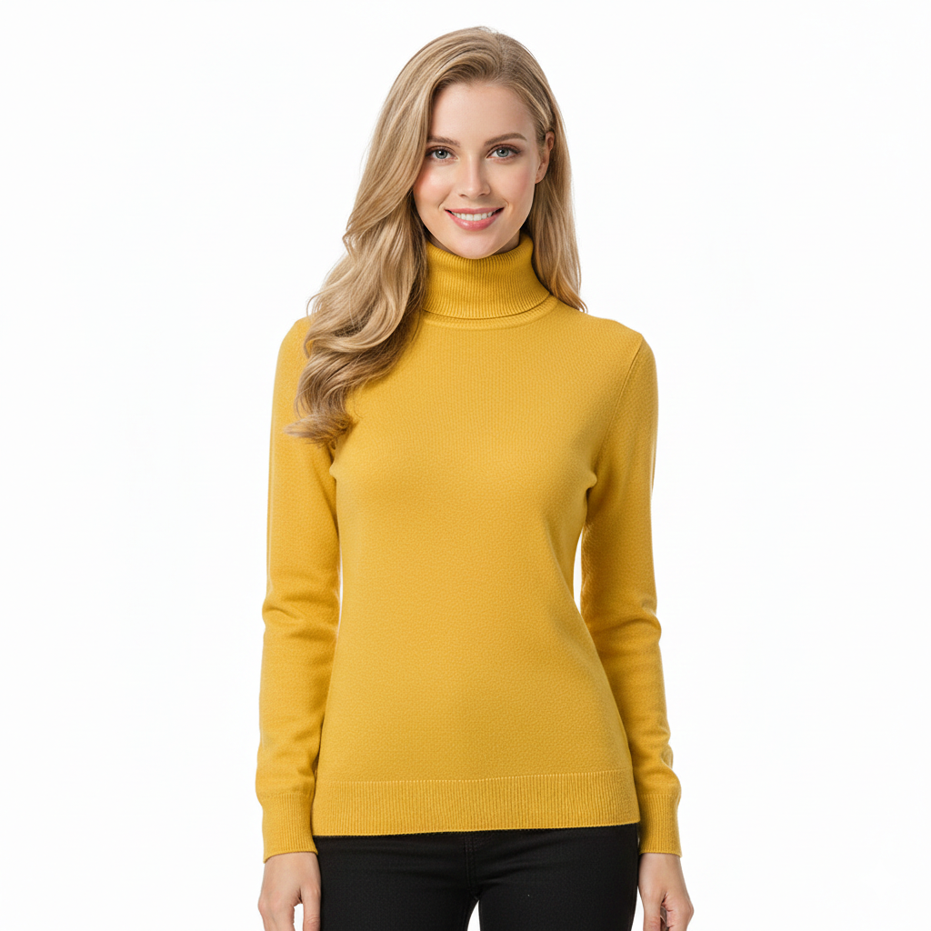Léa Jersey de Cachemir para Mujer – Suéter de Cuello Alto Elegante Chic