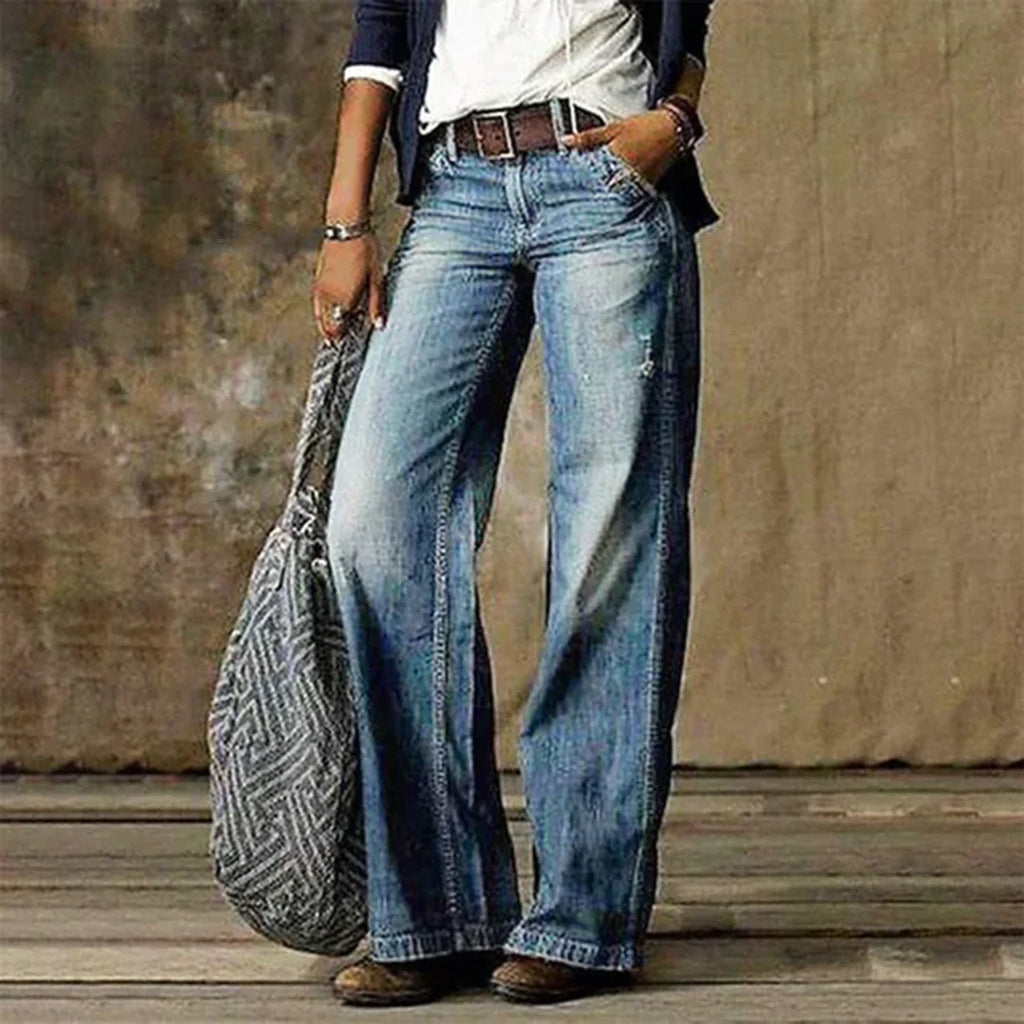 Emie Jeans de Tiro Bajo para Mujer – Vaqueros Vintage Stretch Elegantes