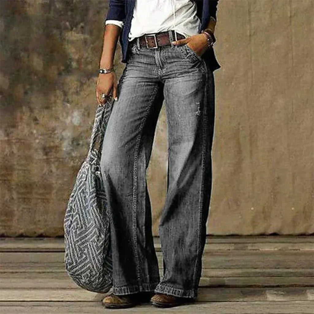 Emie Jeans de Tiro Bajo para Mujer – Vaqueros Vintage Stretch Elegantes