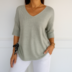 Coraline Jersey de Cuello V para Mujer – Suéter Elegante de Punto Fino Chic
