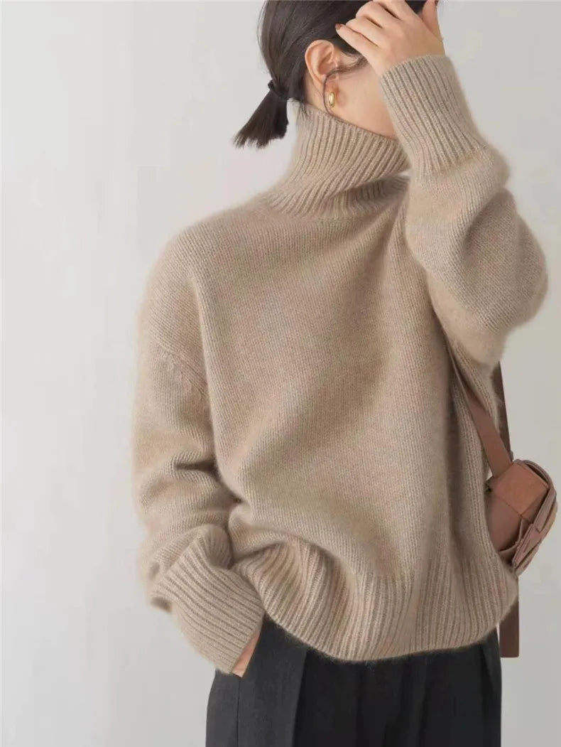Lynn Jersey de Cuello Alto para Mujer – Suéter de Lana Elegante y Cálido