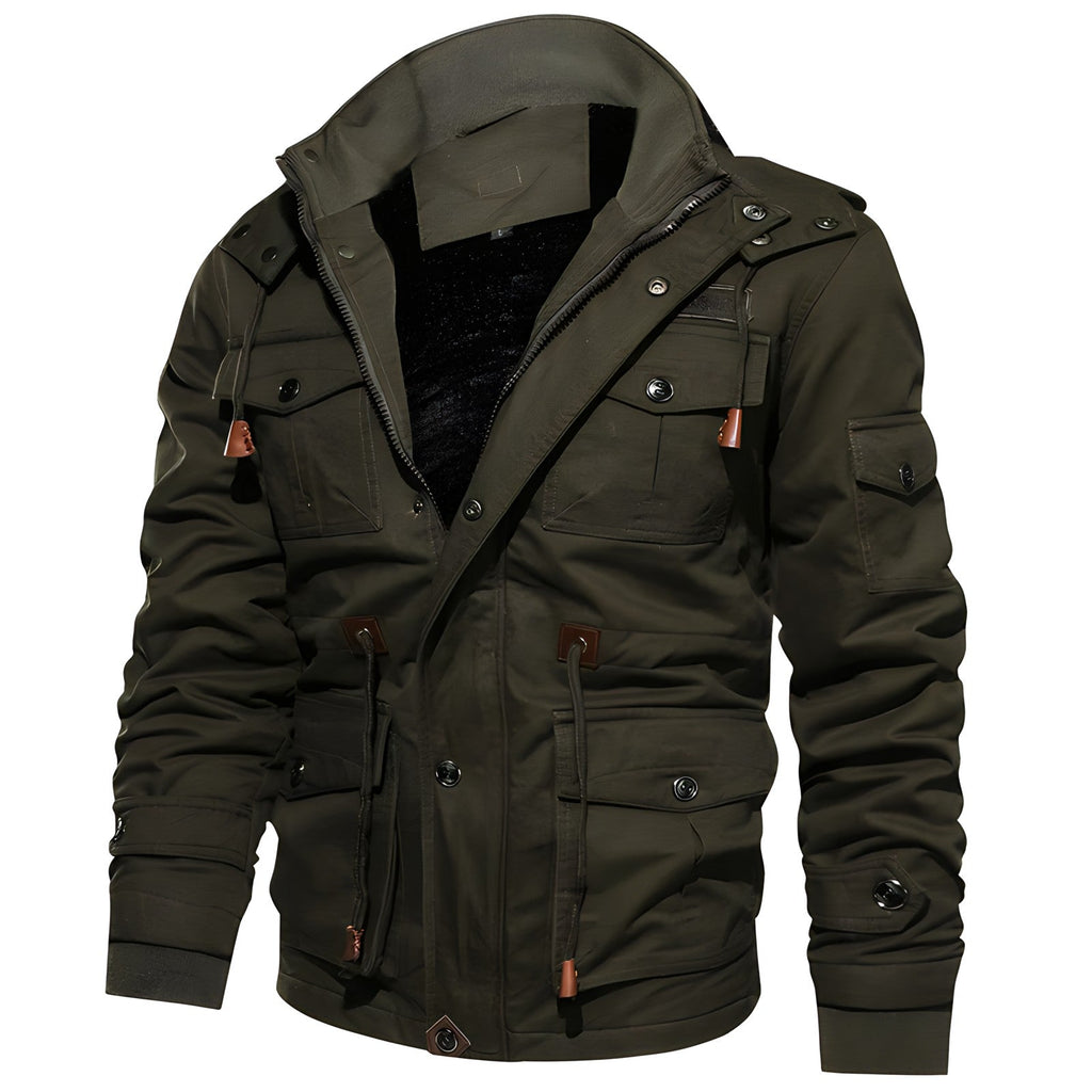 Liam Chaqueta Militar Hombre – Abrigo Impermeable con Forro Polar y Cintura Ajustable