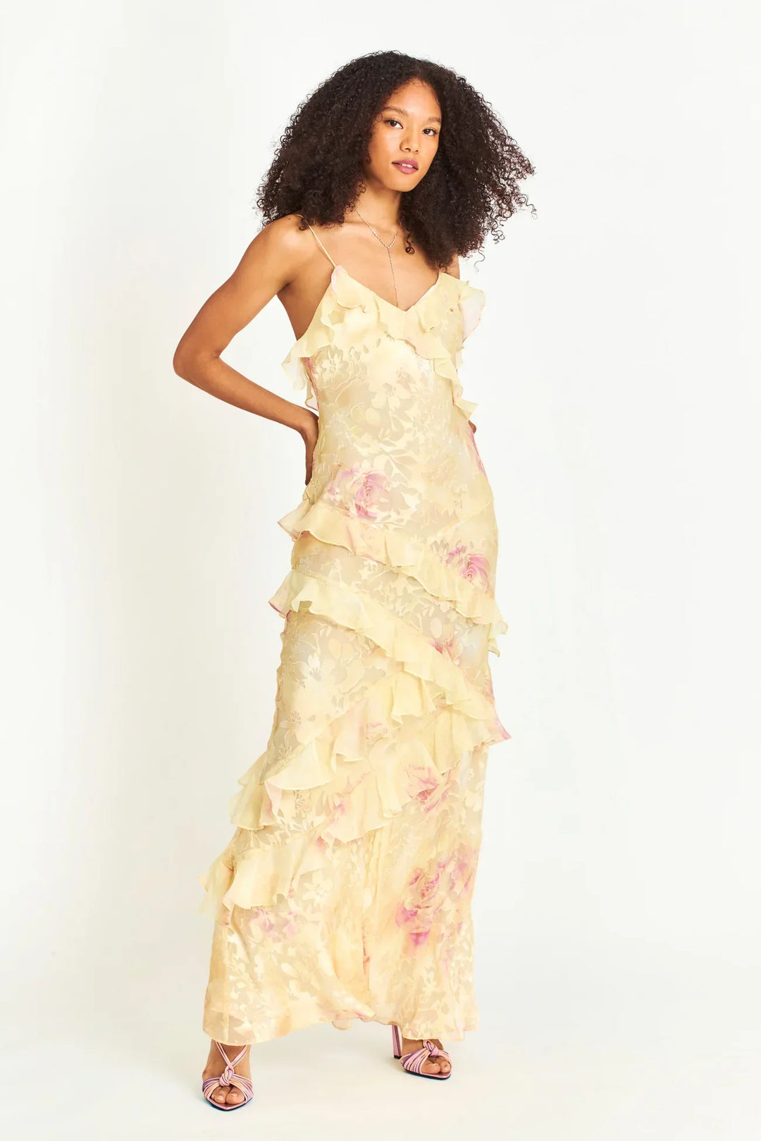 Estella Vestido Largo Volantes para Mujer – Vestido Elegante Espalda Abierta