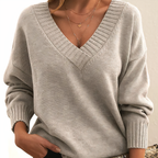 Zeyann Jersey de Cachemir para Mujer – Suéter Elegante Cuello V Premium Chic