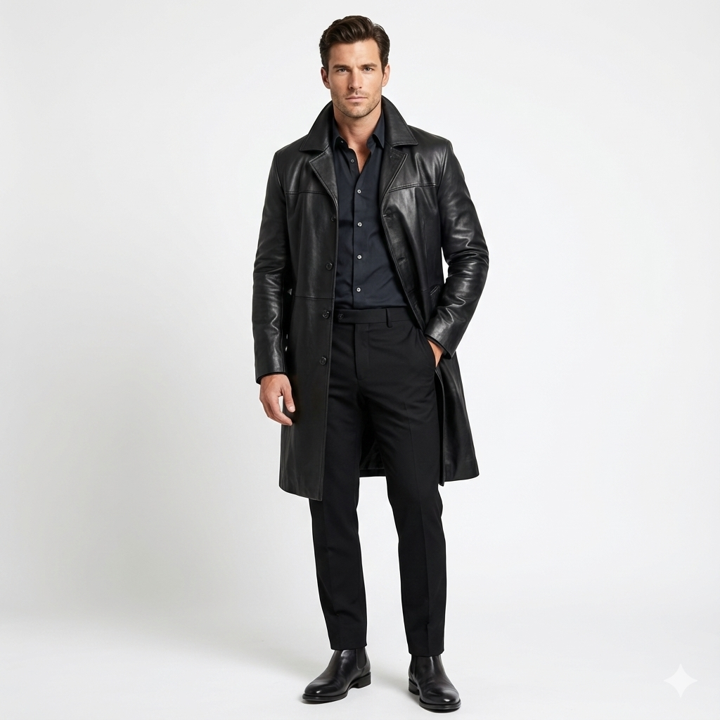 Marlo Trench Largo para Hombre – Abrigo Elegante Clásico Casual Chic