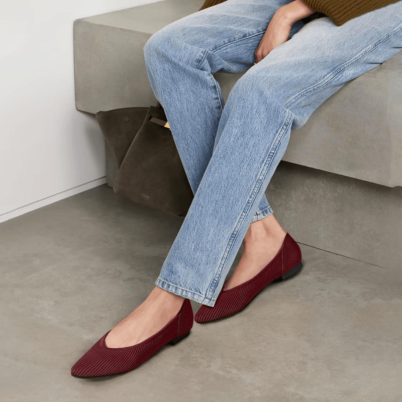 Faye Bailarinas Knit para Mujer – Zapatos Punta Fina Cómodos Casual Chic