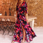 Ronja Vestido Largo Cruzado para Mujer – Vestido Wrap Elegante Verano