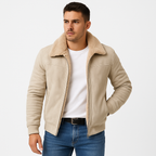 Michael Chaqueta para Hombre – Cazadora Elegante con Cuello de Pelo y Cremallera