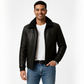 Michael Chaqueta para Hombre – Cazadora Elegante con Cuello de Pelo y Cremallera