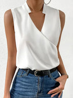 Aurore Top Sin Mangas para Mujer – Camiseta Escote V Elegante Casual Chic