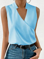 Aurore Top Sin Mangas para Mujer – Camiseta Escote V Elegante Casual Chic