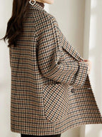 Audrey Chaqueta de Cuadros para Mujer – Abrigo Oversize Vintage Chic Elegante