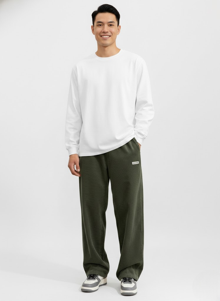 Noahry Pantalón de Pana para Hombre – Pantalón Loose Fit Streetwear Casual