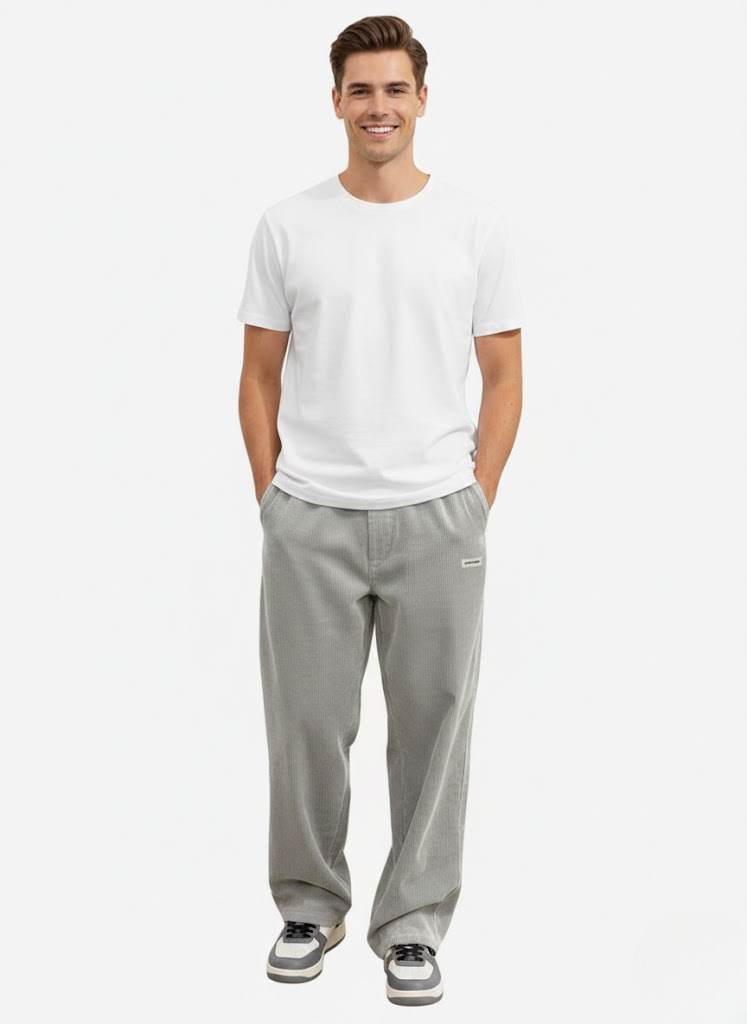 Noahry Pantalón de Pana para Hombre – Pantalón Loose Fit Streetwear Casual