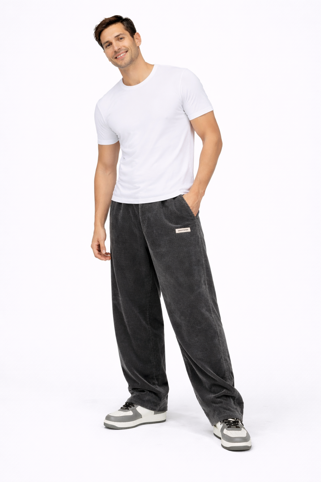 Noahry Pantalón de Pana para Hombre – Pantalón Loose Fit Streetwear Casual