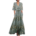 Noelle Vestido Floral para Mujer – Vestido Elegante Primavera Cuello V Chic