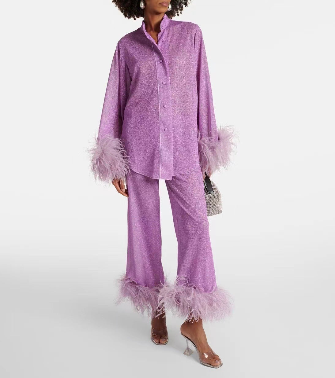 Laila Conjunto Elegante para Mujer – Set Dos Piezas con Detalle de Plumas Chic
