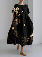 Sareno Vestido Midi Floral para Mujer – Vestido Elegante Fluido de Verano Chic
