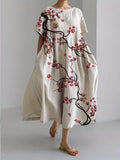 Sareno Vestido Midi Floral para Mujer – Vestido Elegante Fluido de Verano Chic