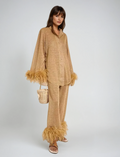 Laila Conjunto Elegante para Mujer – Set Dos Piezas con Detalle de Plumas Chic