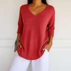 Coraline Jersey de Cuello V para Mujer – Suéter Elegante de Punto Fino Chic