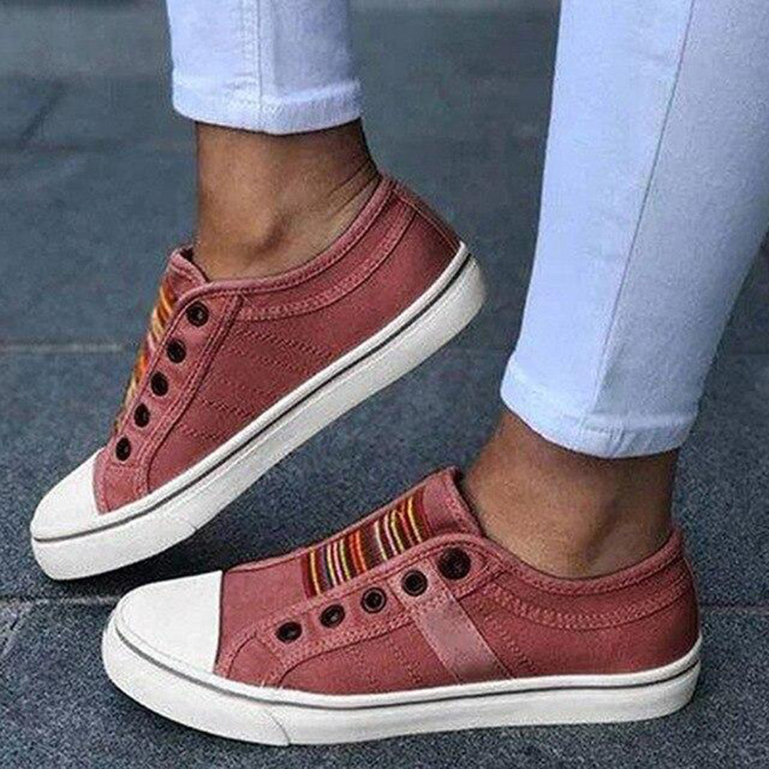 Nerissa Zapatillas Slip-On para Mujer – Sneakers Rayas Coloridas Casual Chic