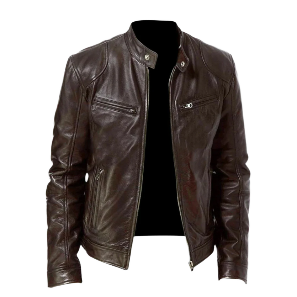 David Chaqueta de Cuero para Hombre – Cazadora Elegante de Piel Premium Casual