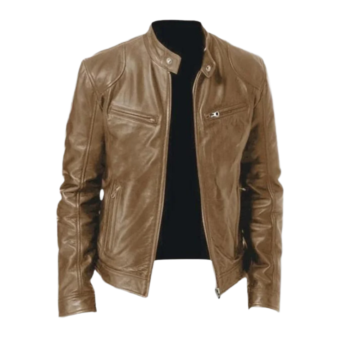 David Chaqueta de Cuero para Hombre – Cazadora Elegante de Piel Premium Casual