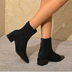 Grace Botines de Tacón para Mujer – Botas Elegantes de Ante con Detalles Brillantes