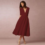 Ivoire Vestido Midi para Mujer – Vestido de Algodón Elegante Ajustado Chic