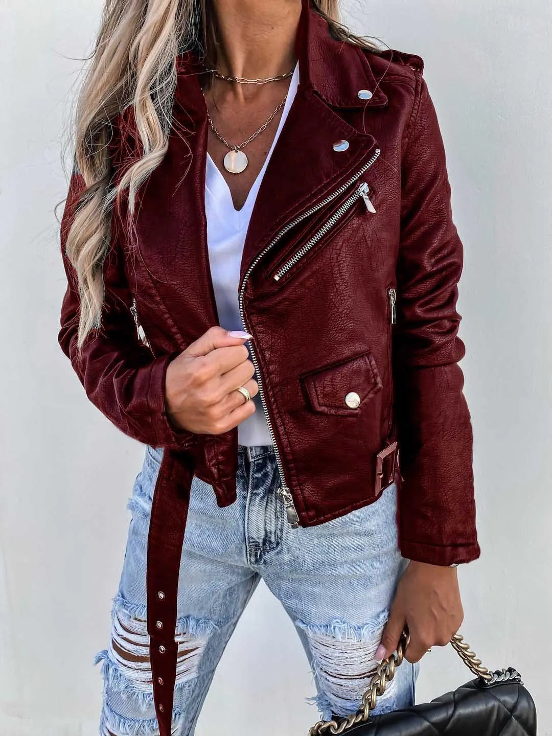 Maxine Chaqueta de Cuero para Mujer – Cazadora Elegante Chic Atemporal