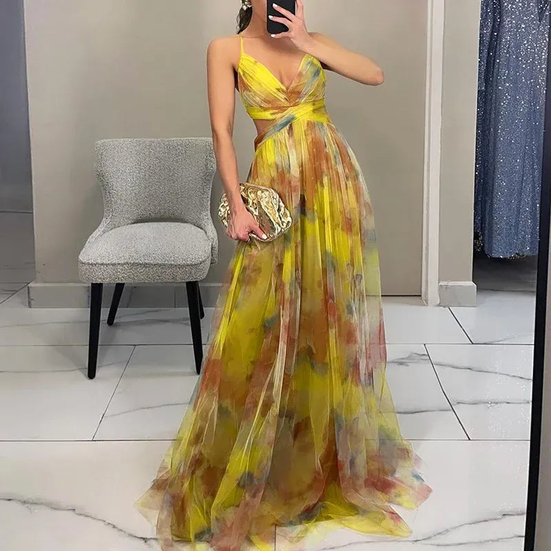 Bella Vestido Largo Floral para Mujer – Vestido Veraniego Elegante y Fluido Chic