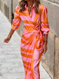 Laura Vestido de Verano para Mujer – Vestido Fluido Rosa Naranja Chic